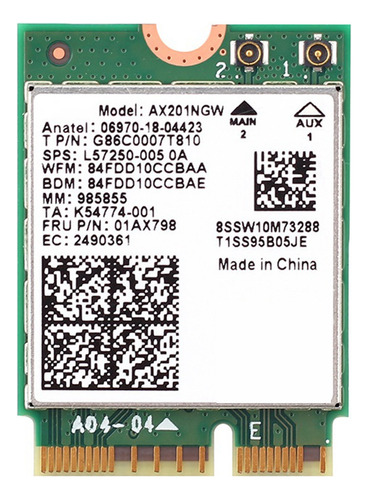 Wifi Wifi 6 Ax201 M.2 Key E Convio 2 Solo Tarj