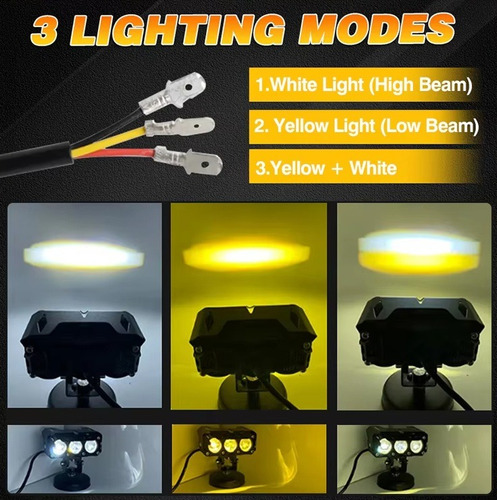 Kit 2 Faros Led Auxiliar Proyector 3 Lupa Luz Moto Cuatri