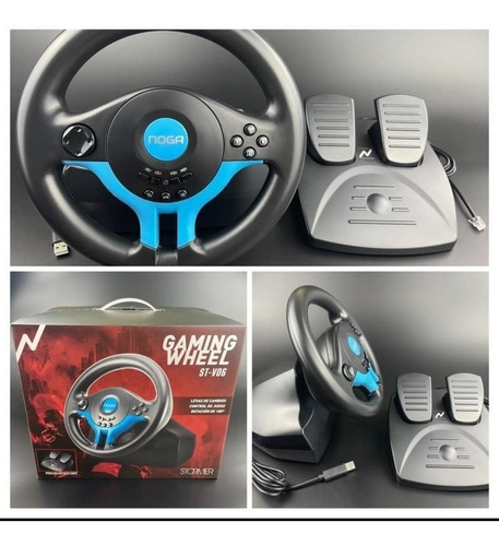 Imagen 1 de 1 de Volante Gamer Con Pedalera Pc Ps3 Ps4 Xbox Noga Whell V06