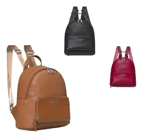 Mochila Las Oreiro Urbana Cuero Pu Color Cherry Diseño De La Tela Liso