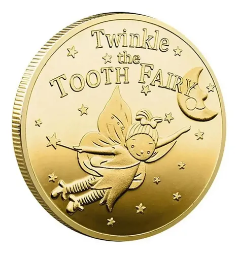 Moeda Dourada Fada Do Dente Leite Presente Case Acrílico Dourado