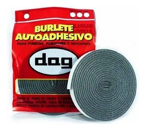 Burlete Autoadhesivo Dog - 20 X 20 Mm - De 5 Metros Color Gris Liso