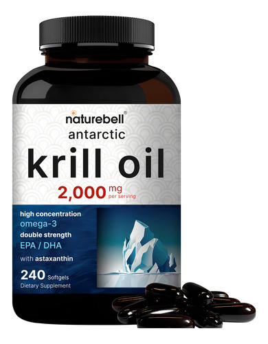 Suplemento de aceite de krill antártico Naturebell 2000 mg 240