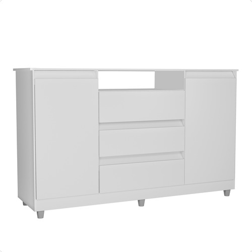 Cômoda Infantil Quarto Bebê 3 Gavetas 2 Portas Dália Branco