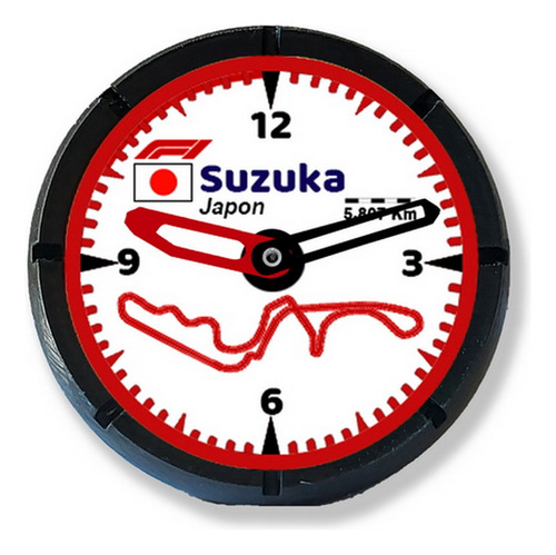 Reloj De Escritorio Impreso En 3d, Modelo Circuito Japon F1 Negro