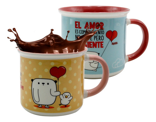 Par Tazas Ceramica Para Pareja Duó Amor Y Amistad Color Blanco