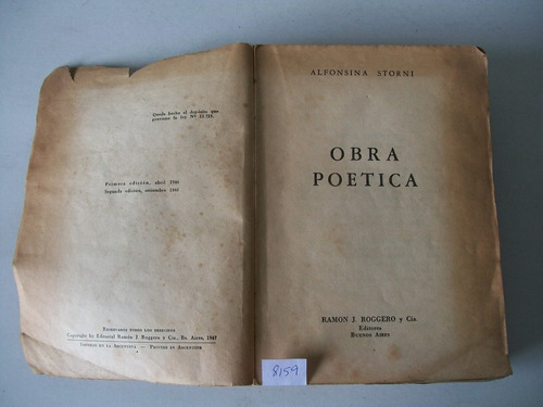 Alfonsina Storni · Obra Poética · Roggero 2º Edición 1948