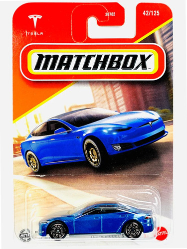 Matchbox Moving Parts Y Clásicos Autos Metal Varios Mod 1/64 042/2024 Tesla Model S Azul Eléctrico Metalizado