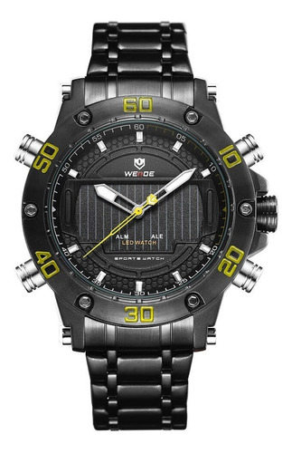 Relógio Masculino Weide Anadigi Wh-6910 - Preto E Amarelo