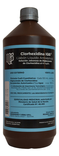 Clorhexidina Iqb 4% 1 Litro-solucion Antiséptica X2 Unidades