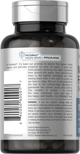 Methyl Folate 5-mthf 1000 Mcg | 200 Caps | Genial Horbaach!! Sin Sabor