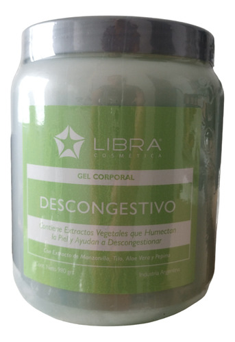  Gel Descongestivo X 1000grs Libra Cosmetica