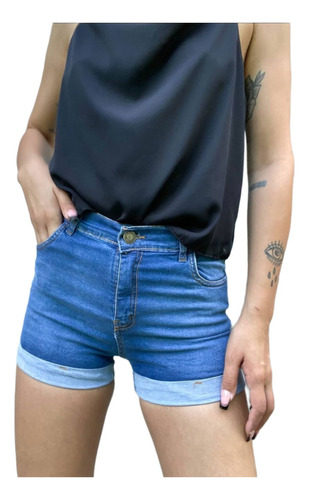 Short De Jean Elastizado Calse Ideal Mujer / Clasico