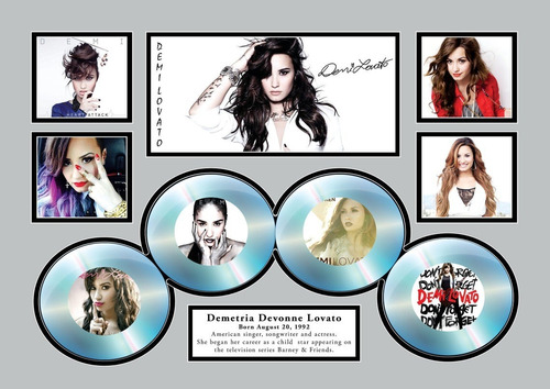 Quadro Placa Poster Mdf Demi Lovato Autógrafo Discografia