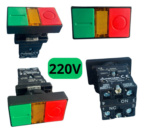Botao Duplo Iluminado 22mm 1na+1nf Com Led 220v