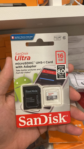 Cartão De Memória 16gb Sandisk Ultra Com Adaptador