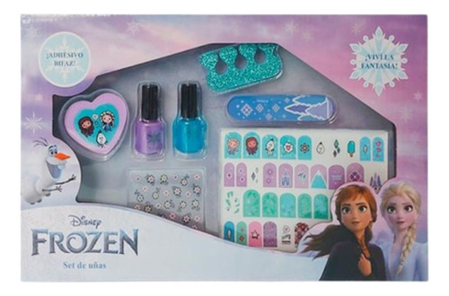 Frozen Set De Uñas Con Esmaltes Y Adhesivos En Caja