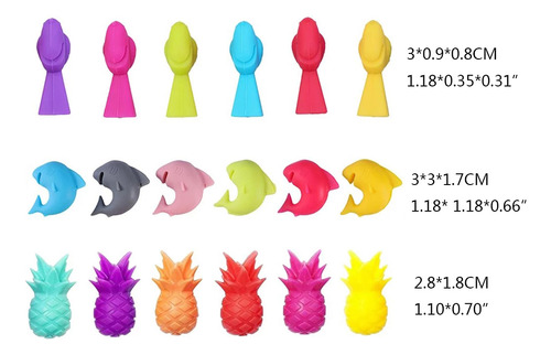 Juego De 18 Rotuladores De Vidrio Con Diseño De Delfín, Piña