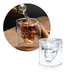 Vaso Calavera Vidrio 3d 75ml Copa Decoración Cerveza Vc3d