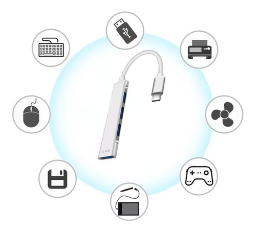 Hub Usb-c A Usb-a 4 Puertos 3.0 Lcs Multiplicador Adaptador