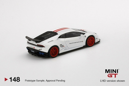 Mini Gt 1:64 Lb Works Lamborghini Huracan White/ Red Stripe