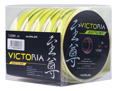 5 Linhas Mono Victoria Softline 0,37mm 22lb/10kg - 5x120m Cor Amarela