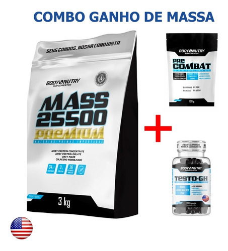 Combo Whey Protein + Creatina + Gh Testosterona + Pré Treino Sabor Chocolate suíço