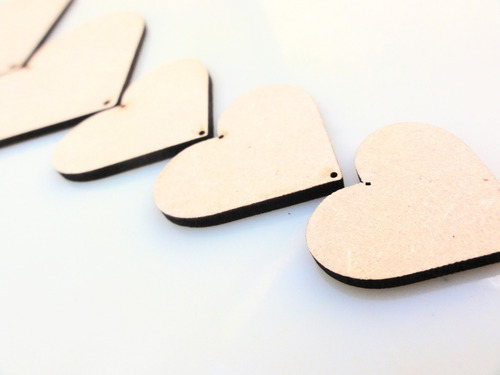 Imagen 6 de 6 de Kit Corazones Colgantes X 5 - Mdf / Fibrofacil