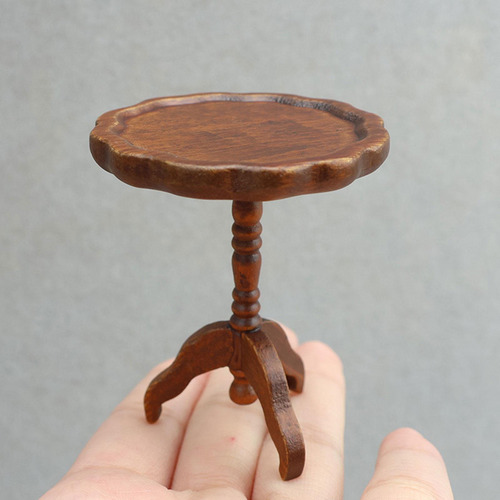 1:12 Simulación De Mesa De Casa De Muñecas Marrón Oscuro