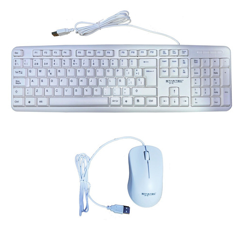 Combo Teclado Y Mouse Startec Cable Usb Blanco Español