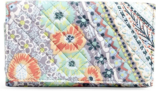 Vera Bradley Cotton Trifold Clutch Wallet With Rfid