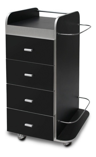 Mesa Auxiliar Lunar Para Estética Y Spa Color Negro Con Aluminio