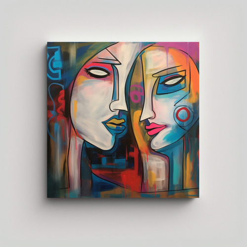 70x70cm Cuadro Vanguardia Urbano Abstract Mans And Woman Fac