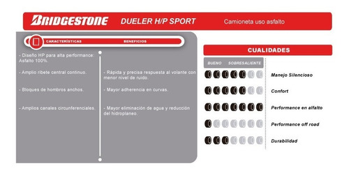 Neumático Bridgestone 255/50 R20 109h Dueler H/p Sport Xl Pl