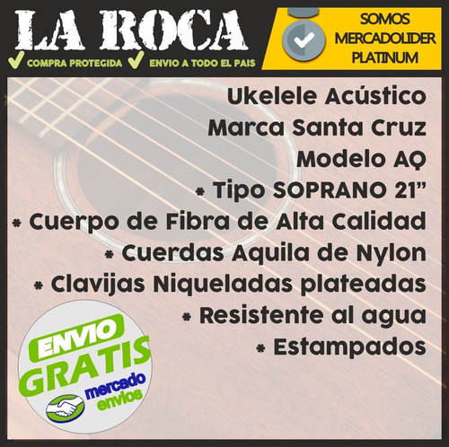 Imagen 4 de 10 de Ukelele Soprano Santa Cruz Estampado Funda