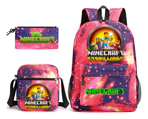 Mochila De 3 Piezas Con Estampado Minecraft Story Mooe