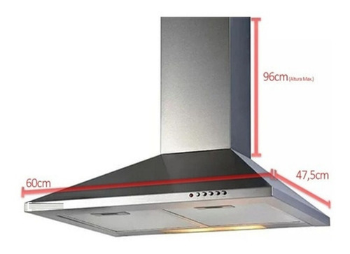 Imagen 1 de 8 de Campana Extractor Acero Inoxidable Luz Led Filtro Lavable
