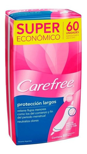 Protectores Diarios Carefree Proteccion Largos 60 Unidades