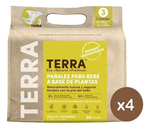 Pañales Terra Biodegradables X 4 Paquetes