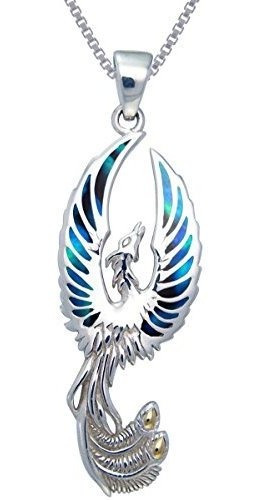 Collar - Flying Phoenix Fire Bird Sterling Silver Pendant Ne