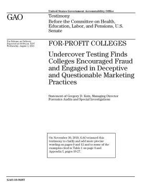 Libro For-profit Colleges : Undercover Testing Finds Coll...