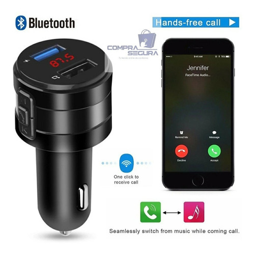 Imagen 4 de 7 de Bluetooth 5.0 Transmisor Fm Mp3 Cargador Usb Manos Libres