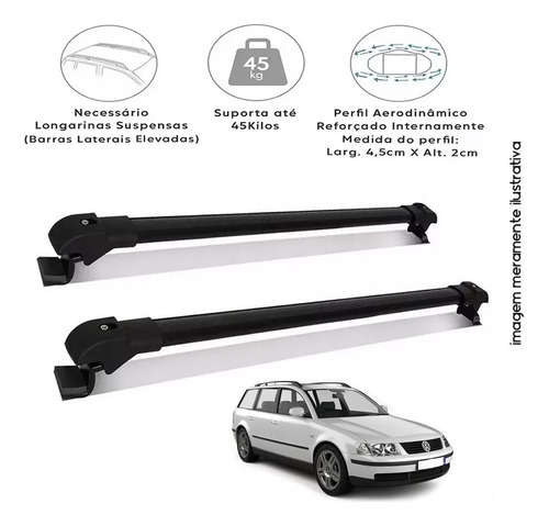 Rack De Teto Travessa Passat Variant Wagon 2004 Slim Preta 