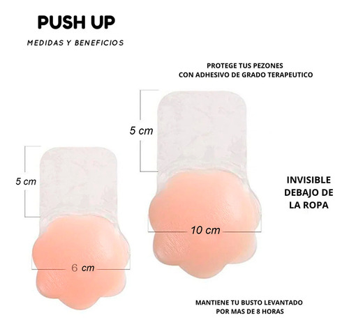 3 Pares Pezonera Levanta Busto Push Up Silicona Invisible