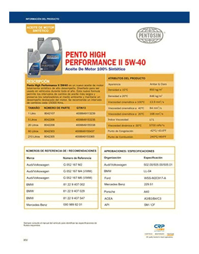 Crp Automotive Pentosin 8042206 Pento High Performance Ii