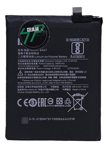 Bateria Para Xiaomi Mi A2 Mi 6x Bn36 2910mah Microcentro