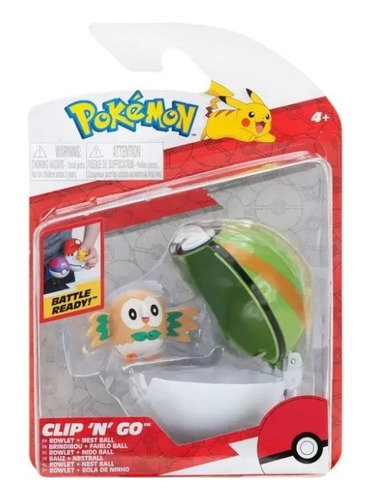 Figura Pokemon Clip N Go Rowlet+ Quick Ball