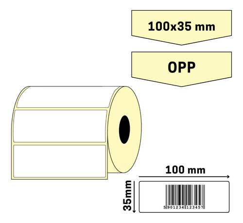 Etiquetas De Opp 100 X 35 Mm (ancho X Alto) Rollo X 1000