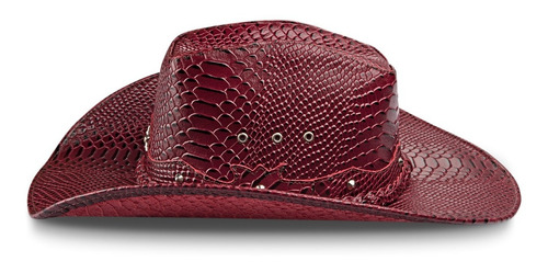 Imagem 3 de 7 de Chapeu Country Couro Cowboy Americano Cobra Preto Unissex