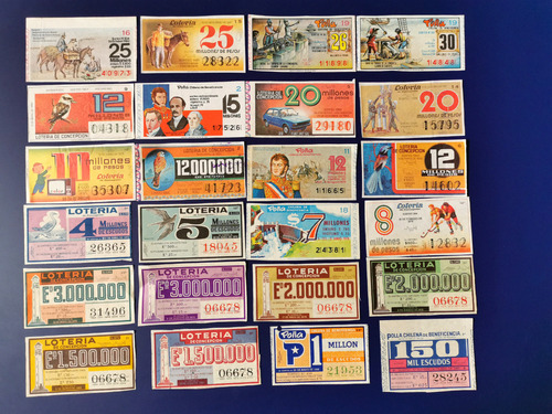 O / 24 Boletos De Lotería Y Polla De Beneficencia 1960~1981 